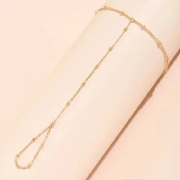 Chain Bracelet Finger Rings Gold Color Link Chains Connecting Hand Harness Small - Picture 3 of 5